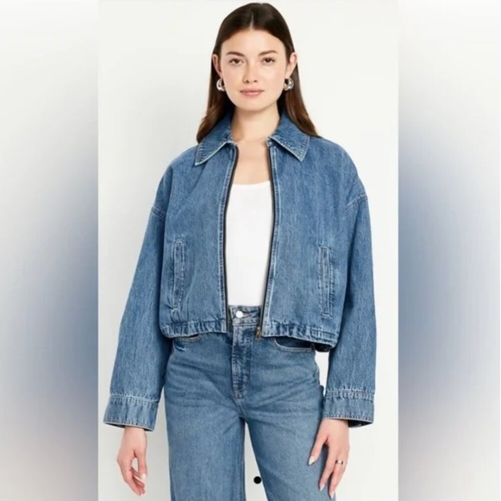 Old Navy Women’s Jean Zip Jacket | Size XXL